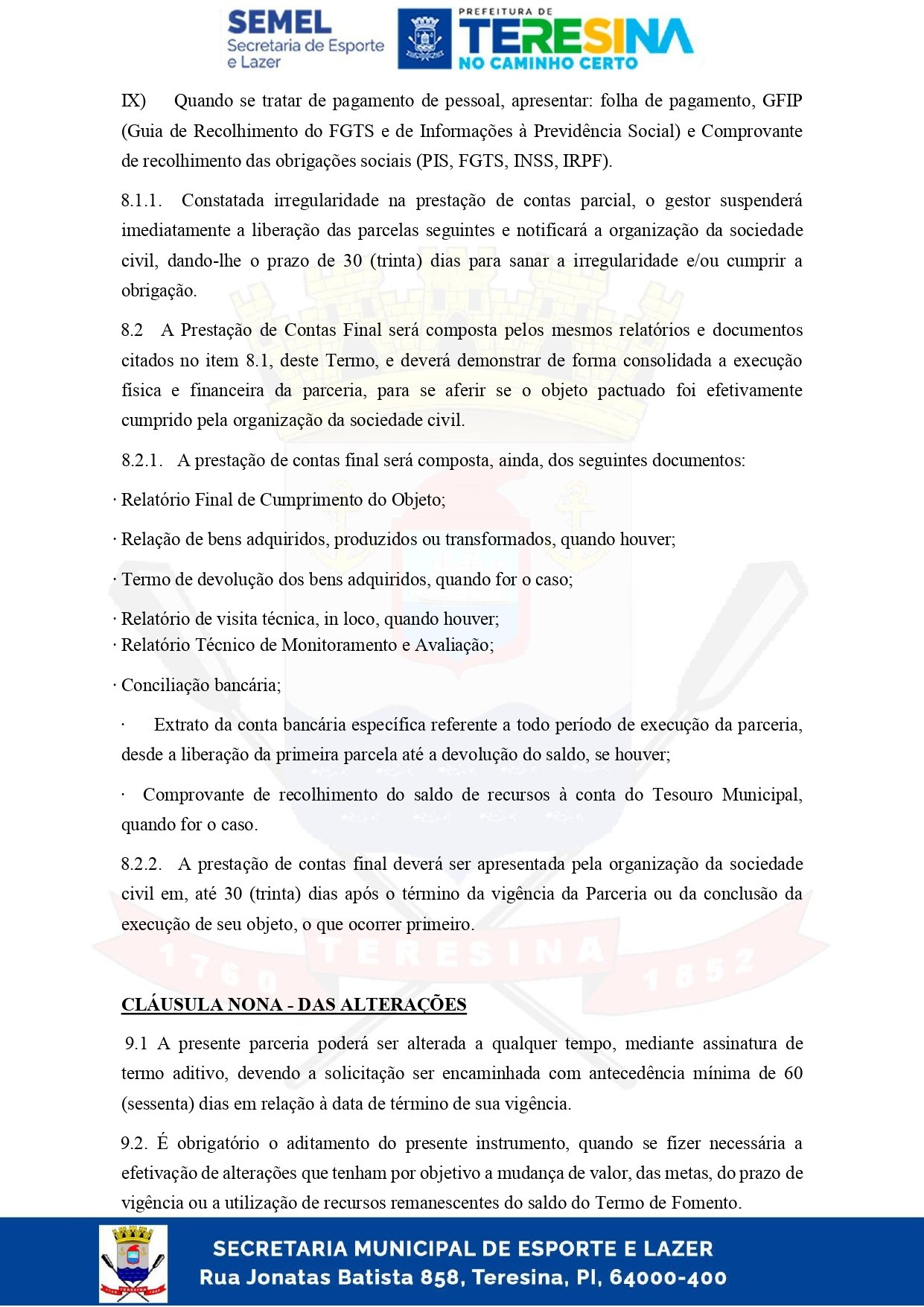 Pagina 8 do Termo de Fomento